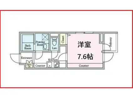 パークヴィラ六町(1K/4階)の間取り写真