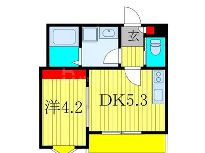 コネクトパーク東本町(1DK/1階)の間取り写真