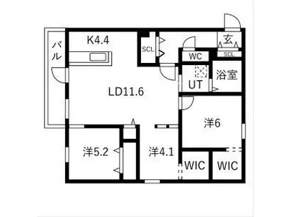 TS COURT ウエスト13(3LDK/4階)の間取り写真