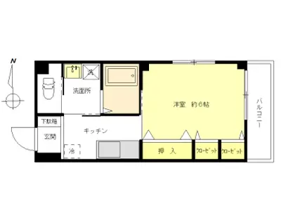 シーダー府中(1K/4階)の間取り写真