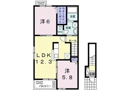 EIGHT土器東(2LDK/2階)の間取り写真