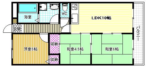 パラストオカザワ(3LDK/2階)の間取り写真