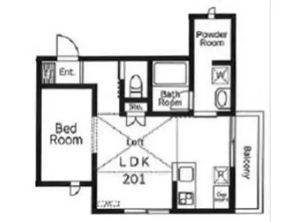 ミルトスハイム(1LDK/2階)の間取り写真