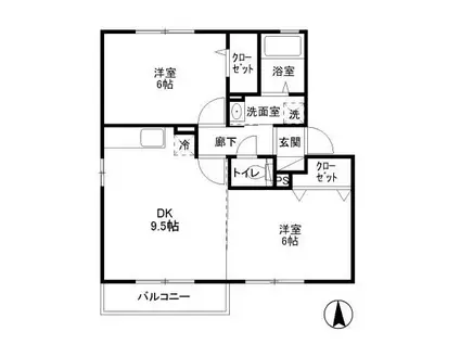 リバーサイドIII(2DK/2階)の間取り写真