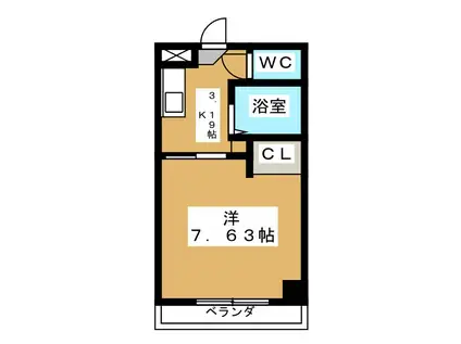 カーサカスターニャ(1K/2階)の間取り写真