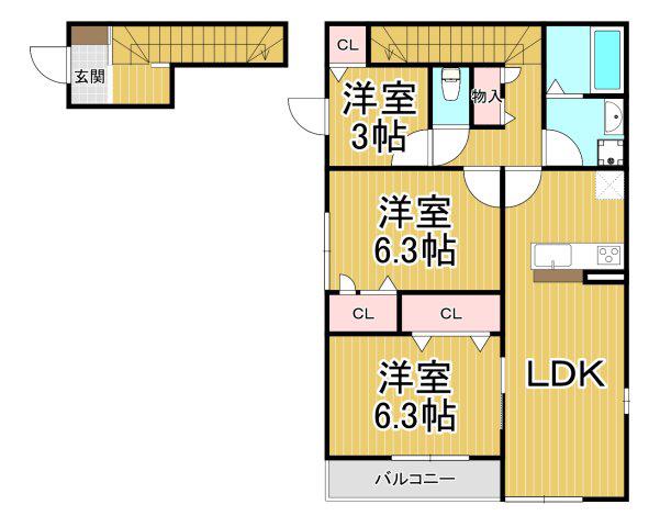 MAISON DE HIRO 2(3LDK/2階)の間取り写真