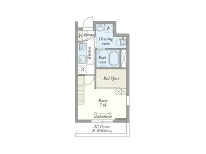 AQUA TERRACE(1SK/1階)の間取り写真