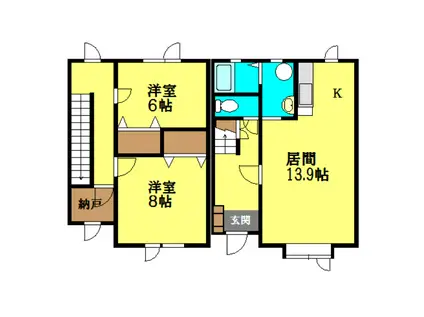 クレールハウス(2LDK/1階)の間取り写真