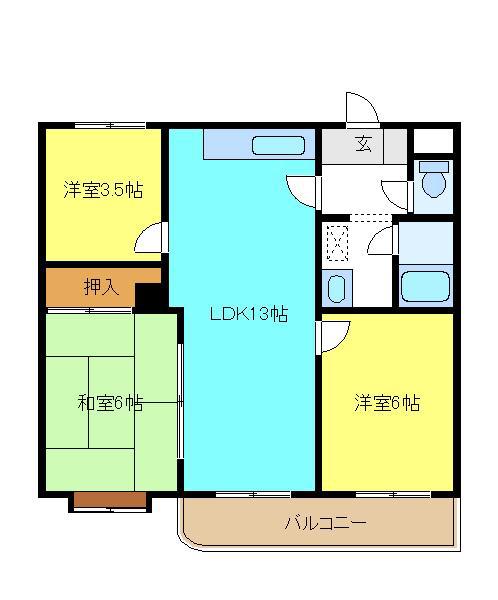 ラポール百舌鳥(3LDK/1階)の間取り写真