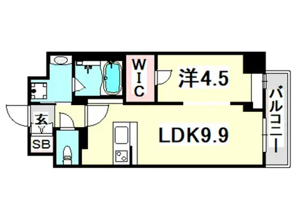 ルガールボニート新神戸(1LDK/2階)の間取り写真