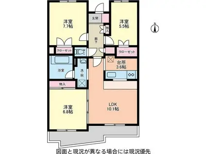 アステリ与野本町弐番館(3LDK/2階)の間取り写真