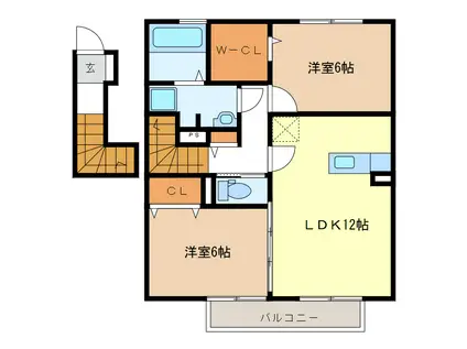 プリムローズ(2LDK/2階)の間取り写真