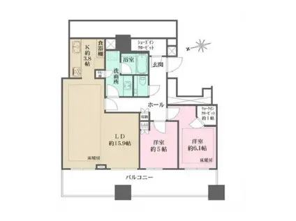 ワールドタワーレジデンス(2LDK/44階)の間取り写真