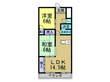 サンライフ宮本(2LDK/3階)の間取り写真