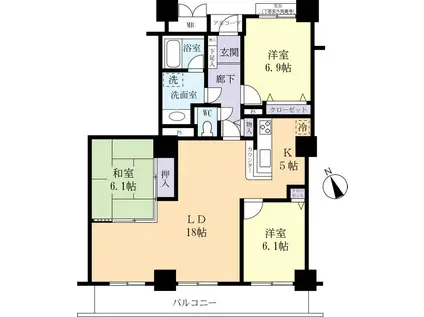 SOLIDTOWER 1705(3LDK/17階)の間取り写真