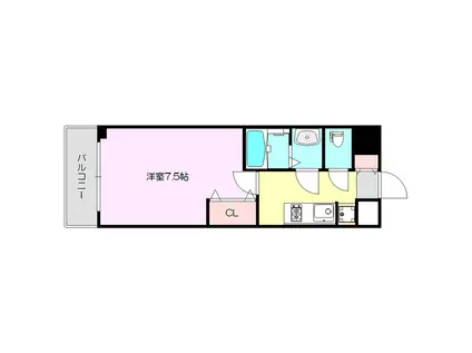 LUXE東三国Α(1K/3階)の間取り写真