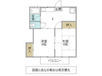 ワイズフラッツA棟(2K/2階)の間取り写真