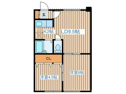 メゾンいさご(2LDK/2階)の間取り写真