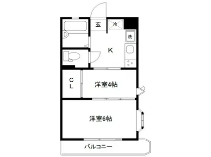 仙台白萩マンション(2K/2階)の間取り写真