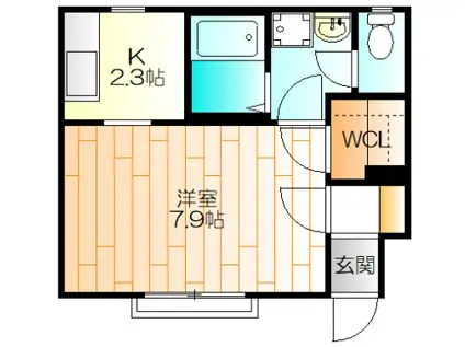 PLUM1(1K/1階)の間取り写真