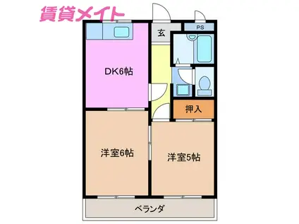 ツインクル・メゾン I(2DK/1階)の間取り写真