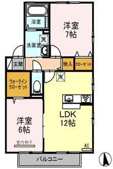 TSスクエアD棟(2LDK/2階)の間取り写真