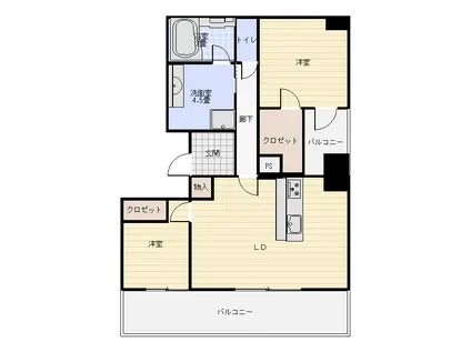 ポレスター太田駅前サウスレジデンス(2LDK/12階)の間取り写真