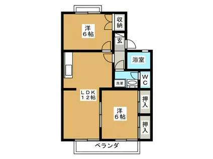 セジュール小岩井(2LDK/2階)の間取り写真