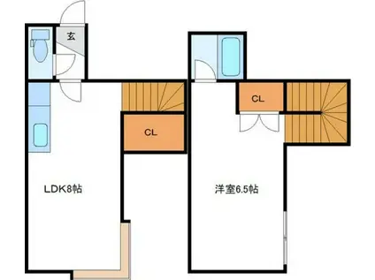 Eフラット(1LDK/2階)の間取り写真