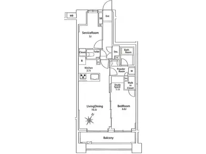 バースシティ横浜大通公園(1SLDK/11階)の間取り写真