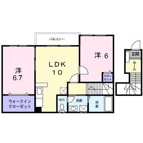 ガーデンハウス・ヴィオラ(2LDK/2階)の間取り写真
