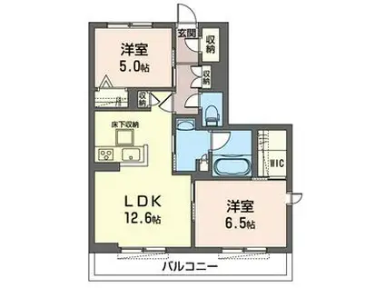 PRESTIGEII(2LDK/1階)の間取り写真
