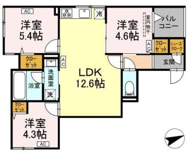 セレスティア一之江(3LDK/3階)の間取り写真