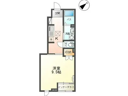 OASIS(1K/1階)の間取り写真