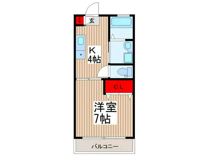 メゾンのびとめ(1K/2階)の間取り写真