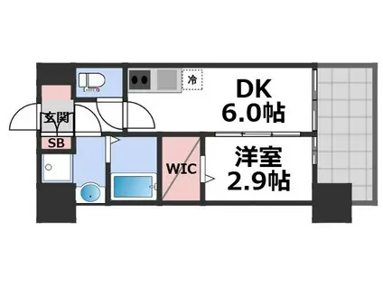 プレサンス東淀川駅前プローシェ(1DK/12階)の間取り写真