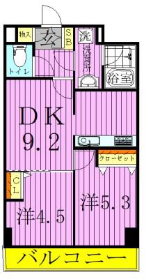 KDXレジデンス梅島(2DK/5階)の間取り写真