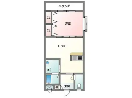 フィールドNS(1LDK/2階)の間取り写真