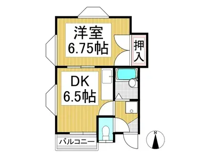 ハウス風間(1DK/1階)の間取り写真