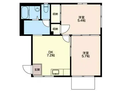 クレスト鷺沼(2DK/2階)の間取り写真