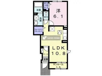 メゾン・ド・メルヴェイユ(1LDK/1階)の間取り写真