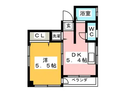 SKハイツ(1DK/3階)の間取り写真