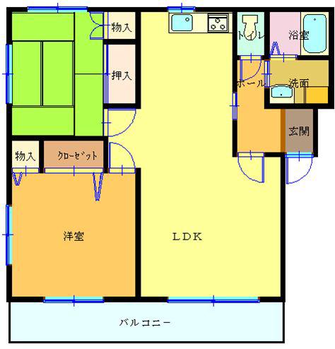 南雲ハイツ文III(2DK/1階)の間取り写真