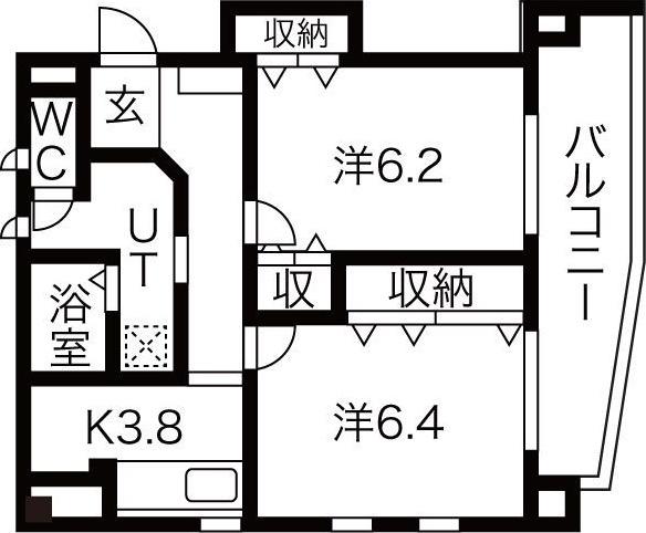 THE RESIDENCE IMAIKE ノース(2K/6階)の間取り写真
