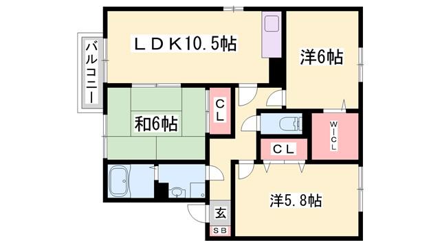ソレイユ東保B棟(3LDK/2階)の間取り写真