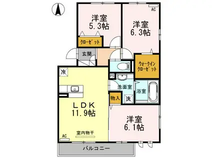 プランドール.I III(3LDK/2階)の間取り写真