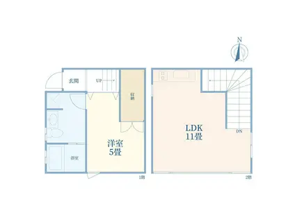 御殿山メゾネット(1LDK/1階)の間取り写真
