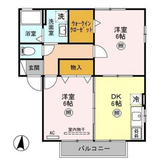 ウィルモア A・B(2DK/2階)の間取り写真