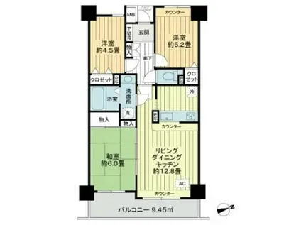 レジェンド石神井公園(3LDK/3階)の間取り写真