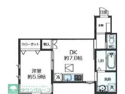 ふじみアプリコットガーデン2(1DK/1階)の間取り写真